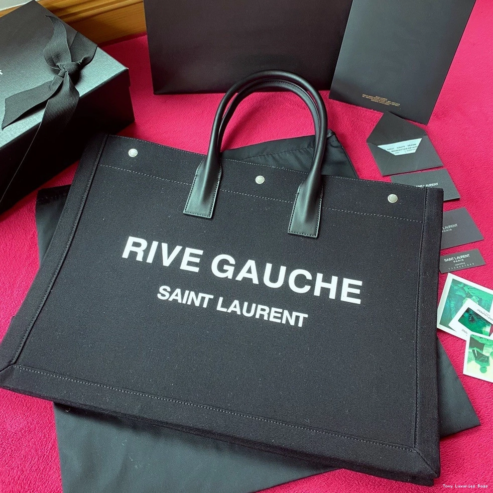 Tony Luxuries BAG LEATHER LINEN AND IN TOTE PRINTED RIVE GAUCHE YSL 0710